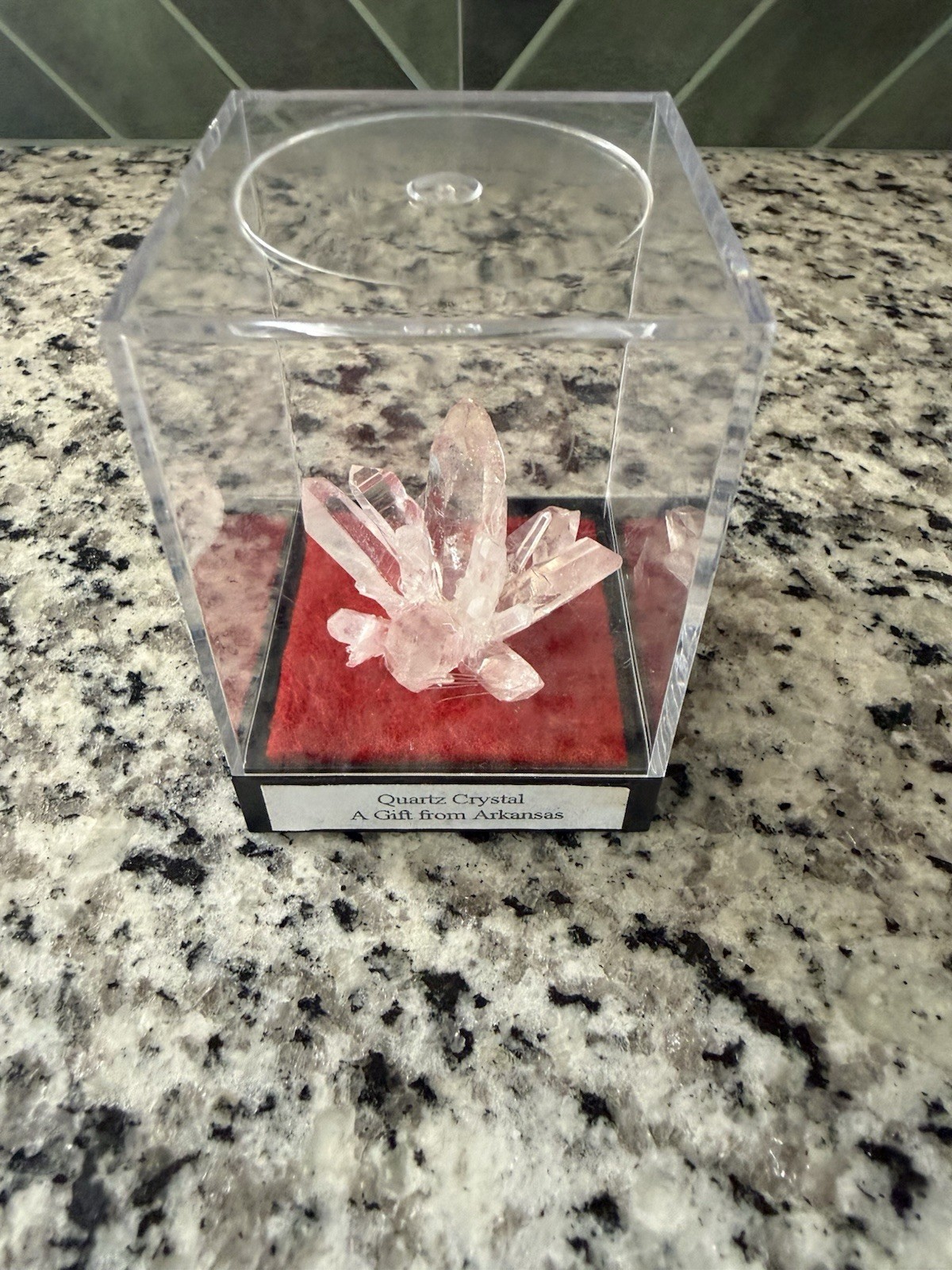 Clear Quartz Cluster From Arkansas, USA, In Display Box, Specimen