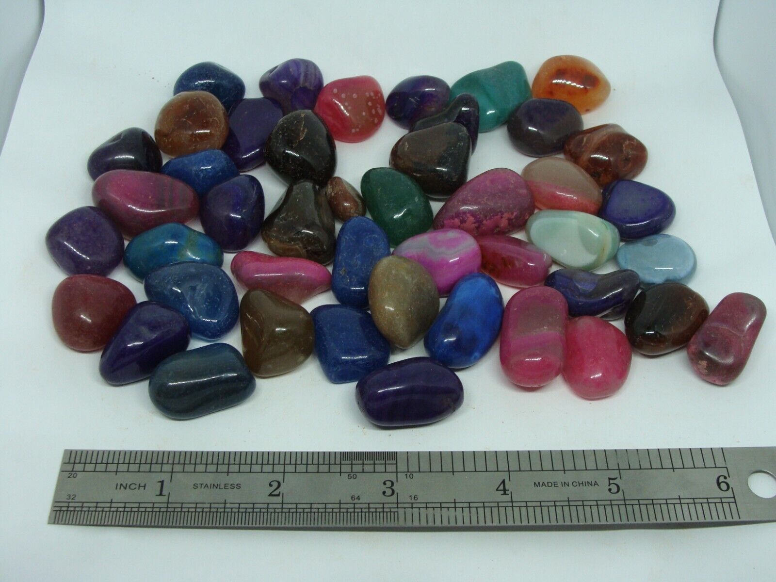 1900 Carats Natural Polished Small Mixed Tumble Stone Genuine Rock Gem Size #6