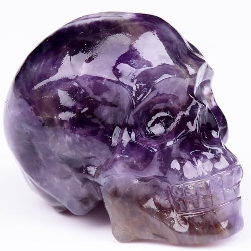 2 Inch Amethyst Crystal Skull Decor, Hand Carved Natural Healing Stone Figurine