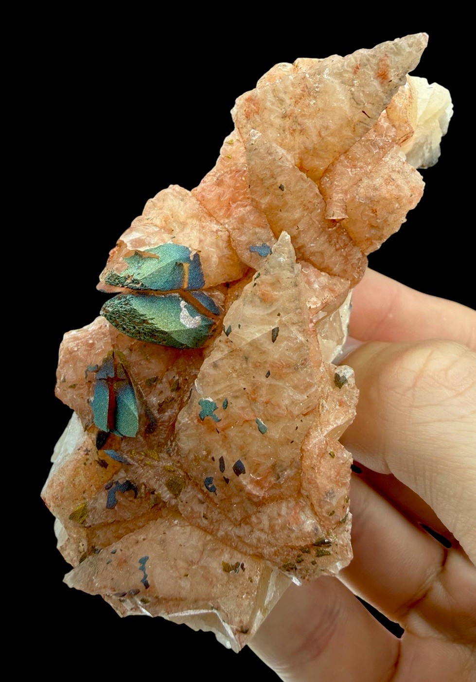 Rainbow Chalcopyrite On Calcite Crystals : Dneister River , Moldova 🇲🇩