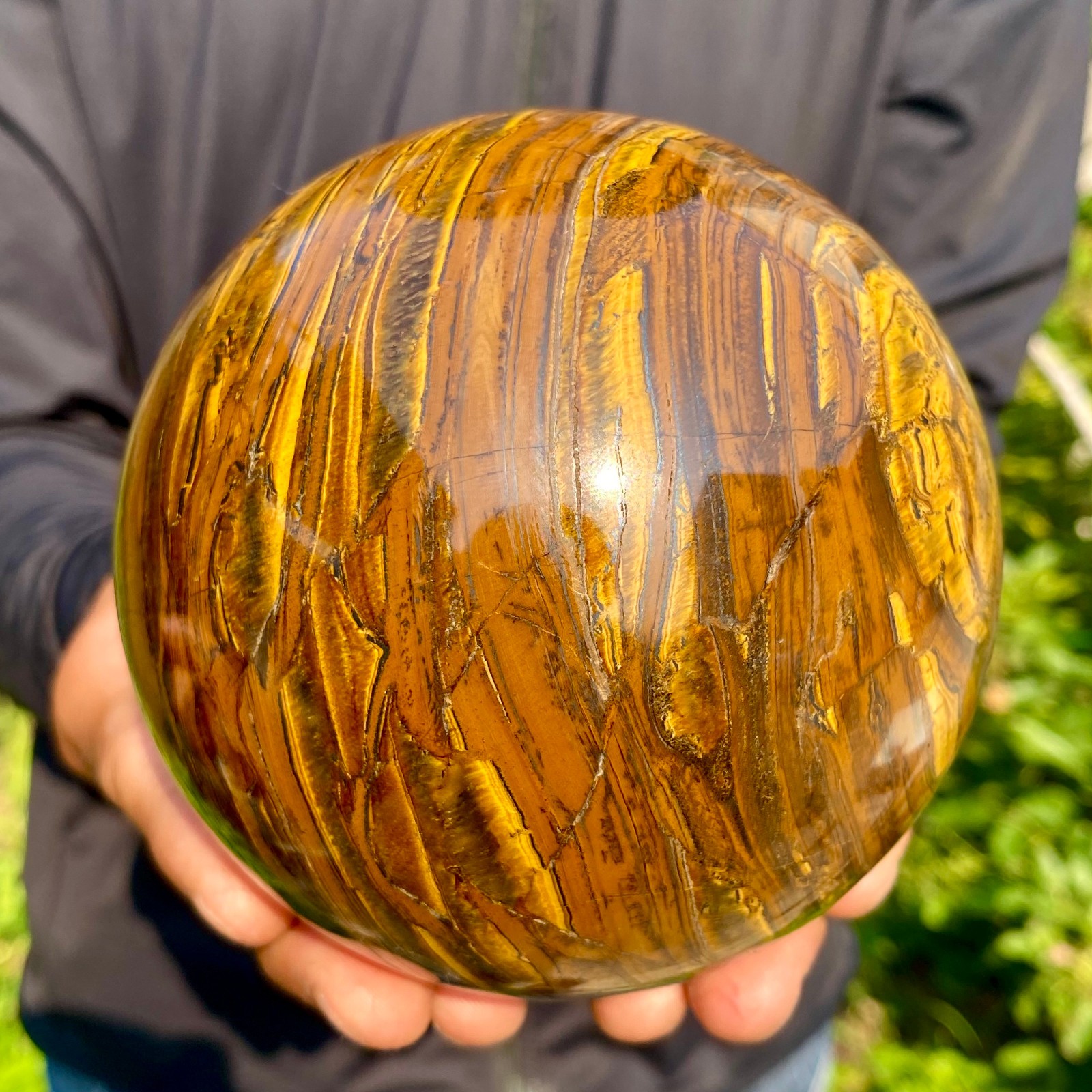 4.47LB Large Natural Tiger’s Eye Ball Quartz Crystal Sphere Gem Healing Décor
