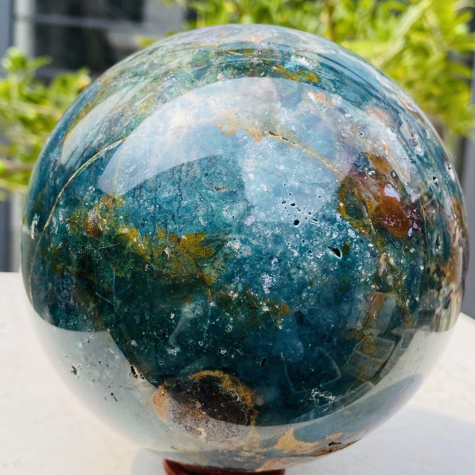 Natural Ocean Jasper ball Crystal jewelry Reiki energy Healing 1960g