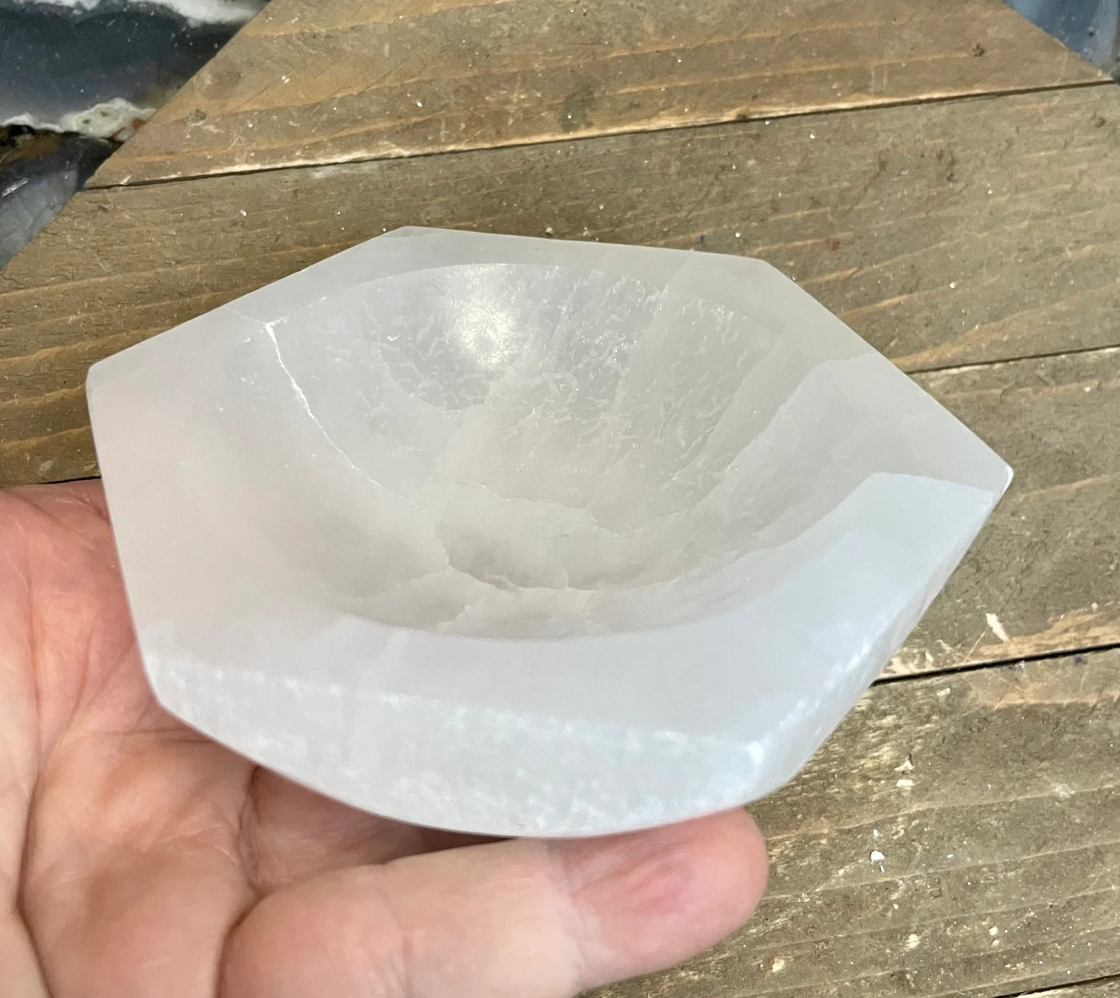 4″ Selenite “Charging” Bowl White Crystal Stone Reiki CHARGED Healing