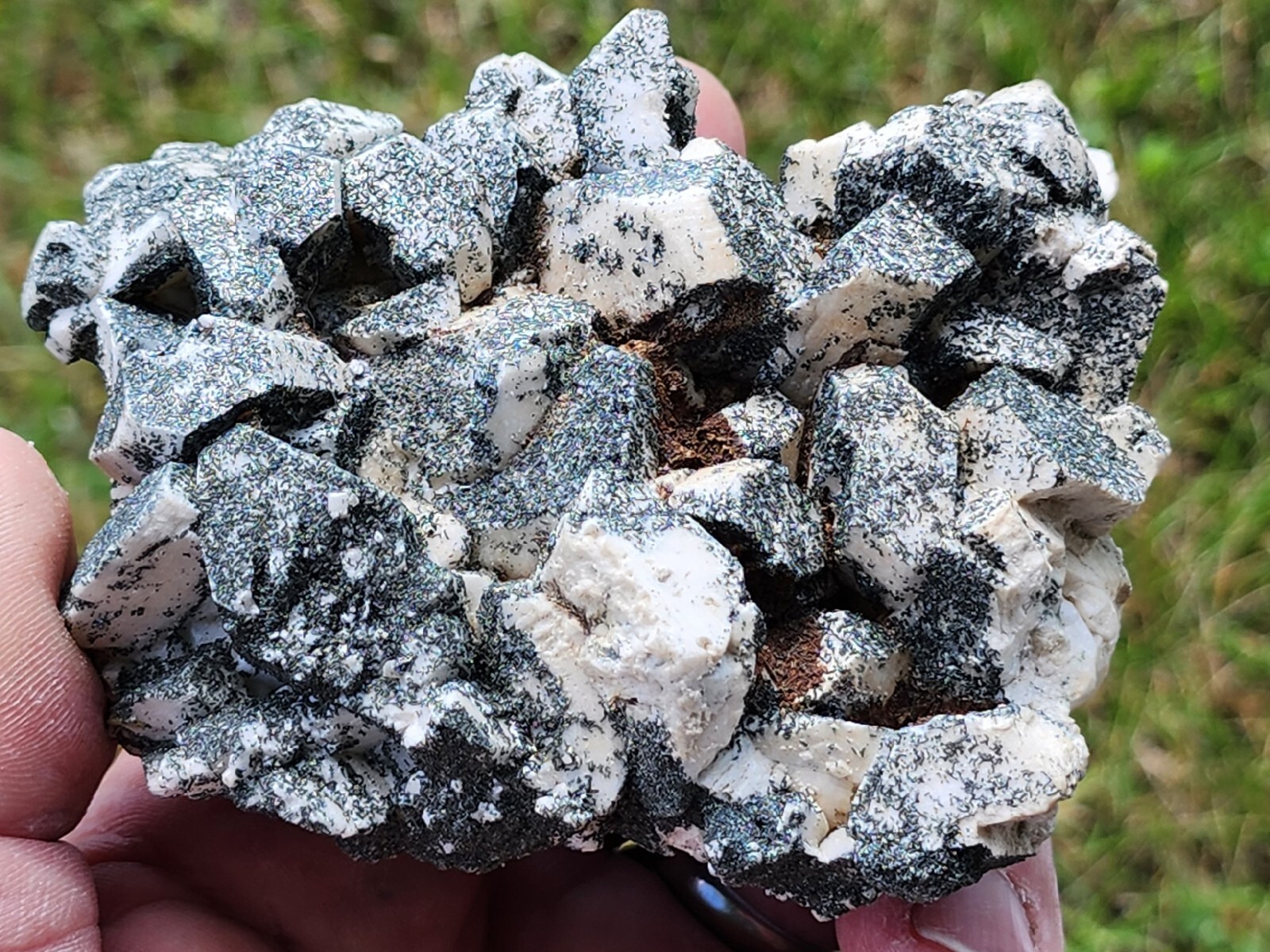 VERY RARE,WHITE PERICLINE CRYSTALS WITH CHLORITE,NICE LUSTER,ITALY