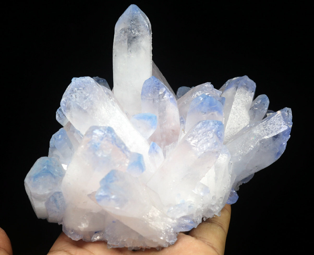 1.94lb Rare Beatiful Blue Tibetan Ghost phantom Quartz Crystal Cluster Specimen