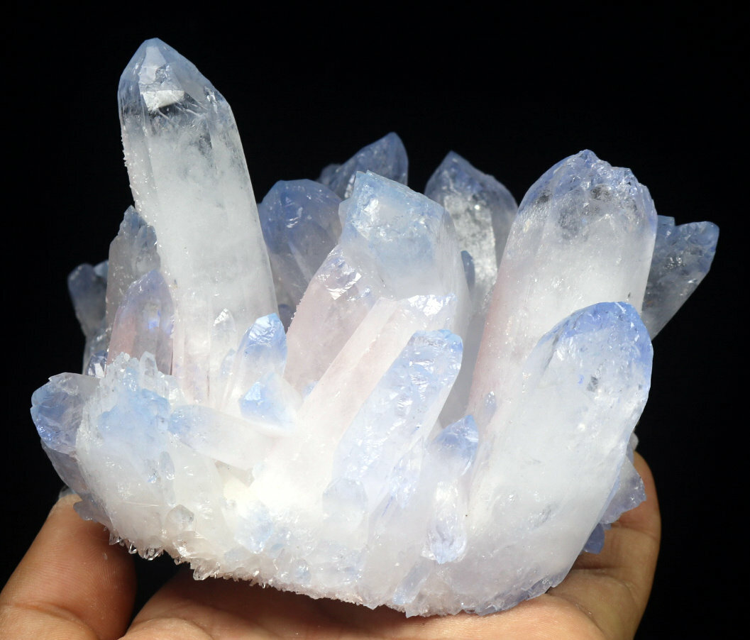 1.94lb Rare Beatiful Blue Tibetan Ghost phantom Quartz Crystal Cluster Specimen