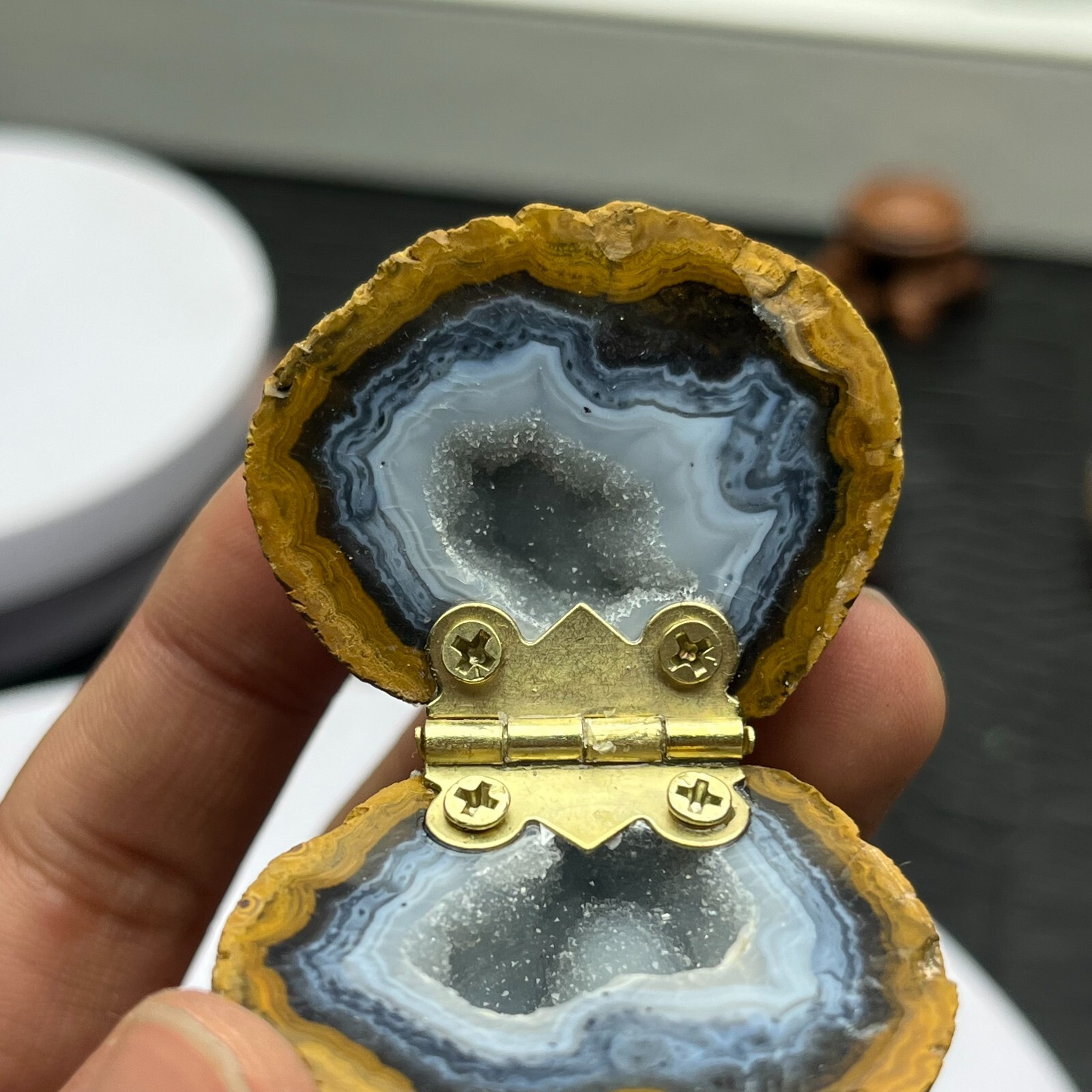 83g Natural Agate Cluster With Geode Quartz Crystal Box(Necklace Gift Box)