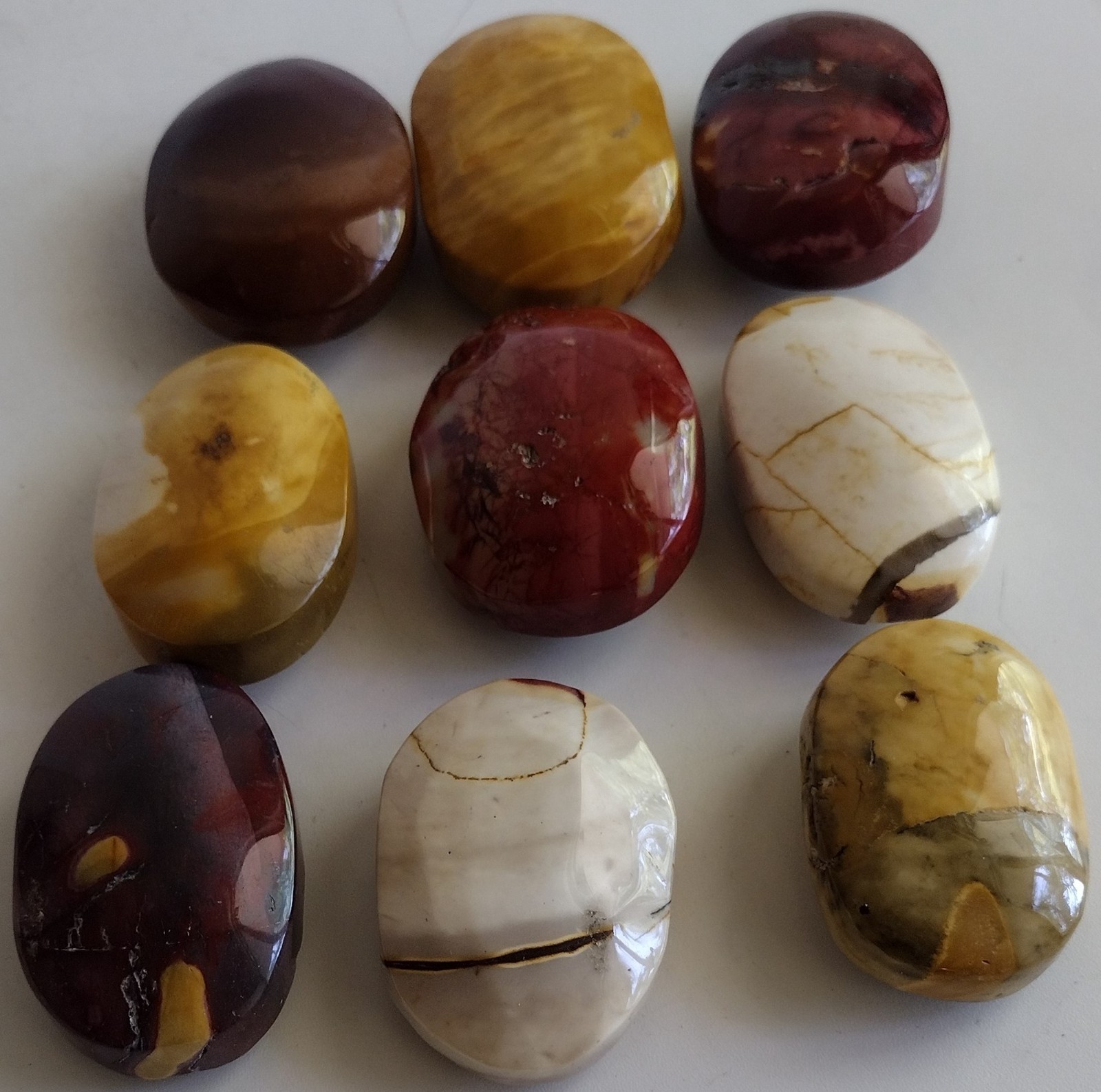 9 Large Mookaite Jasper Palm Stone Polished Crystal Lot 782g Australian Jasper