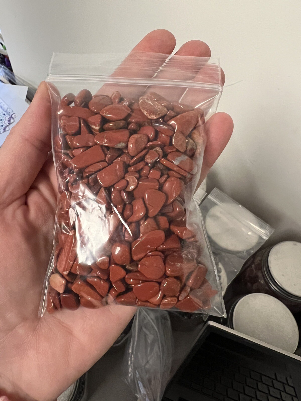 Tumbled Red Jasper Crystal Chips 6.5oz Bulk Gemstone Undrilled Natural Stones
