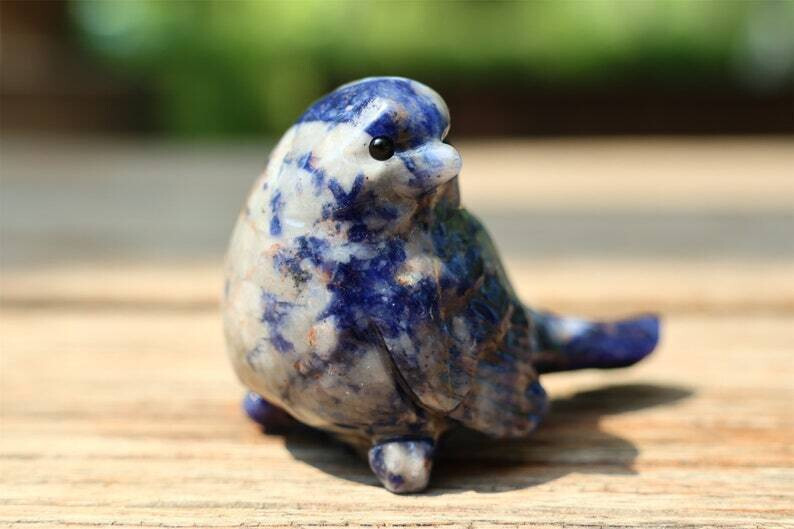 1pc Natural Sodalite Quartz Carved Bird Skull Crystal Reiki Decor Gift 2.4”