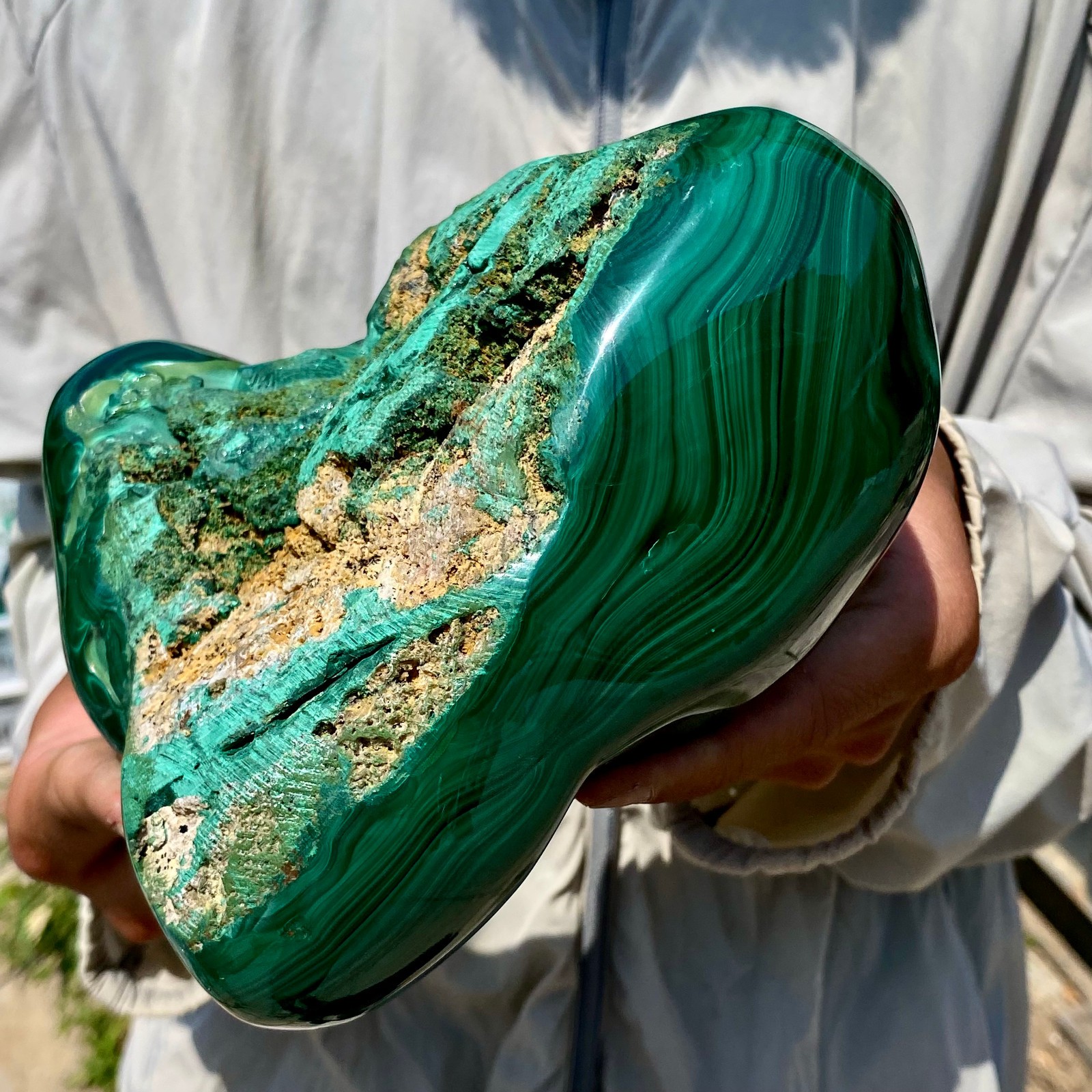 5.93LB Natural glossy Malachite transparent cluster rough mineral sample
