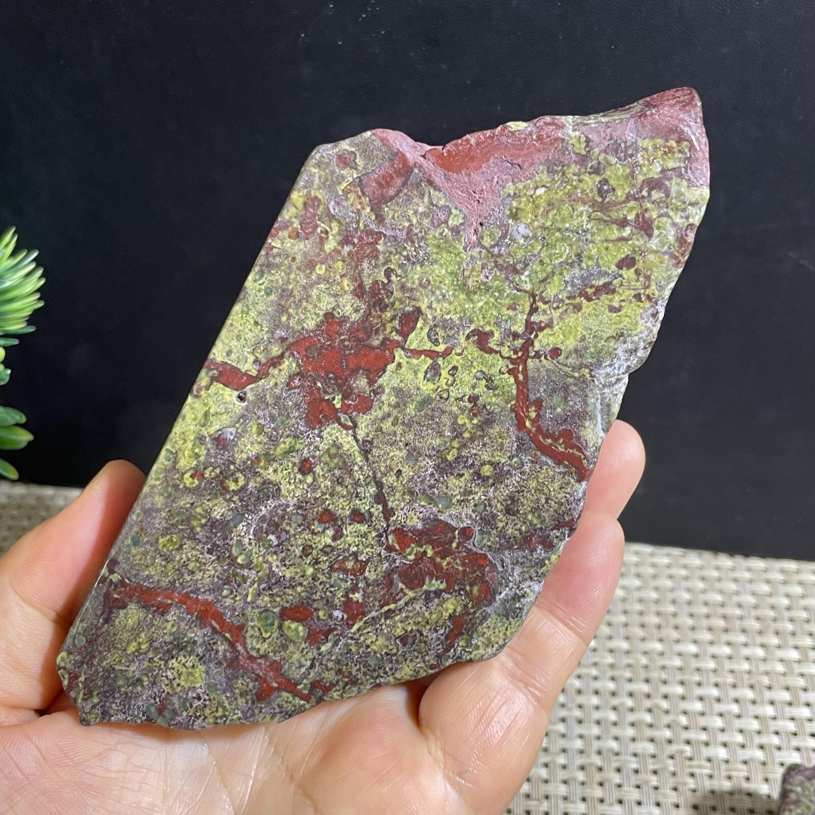 439g Raw dragon blood stone Jasper Rough polished Crystal gemstone slab