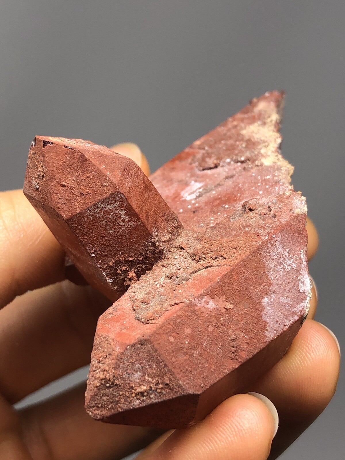 Red Quartz Crystal Tabular Cluster Point Morocco 2.4oz N34