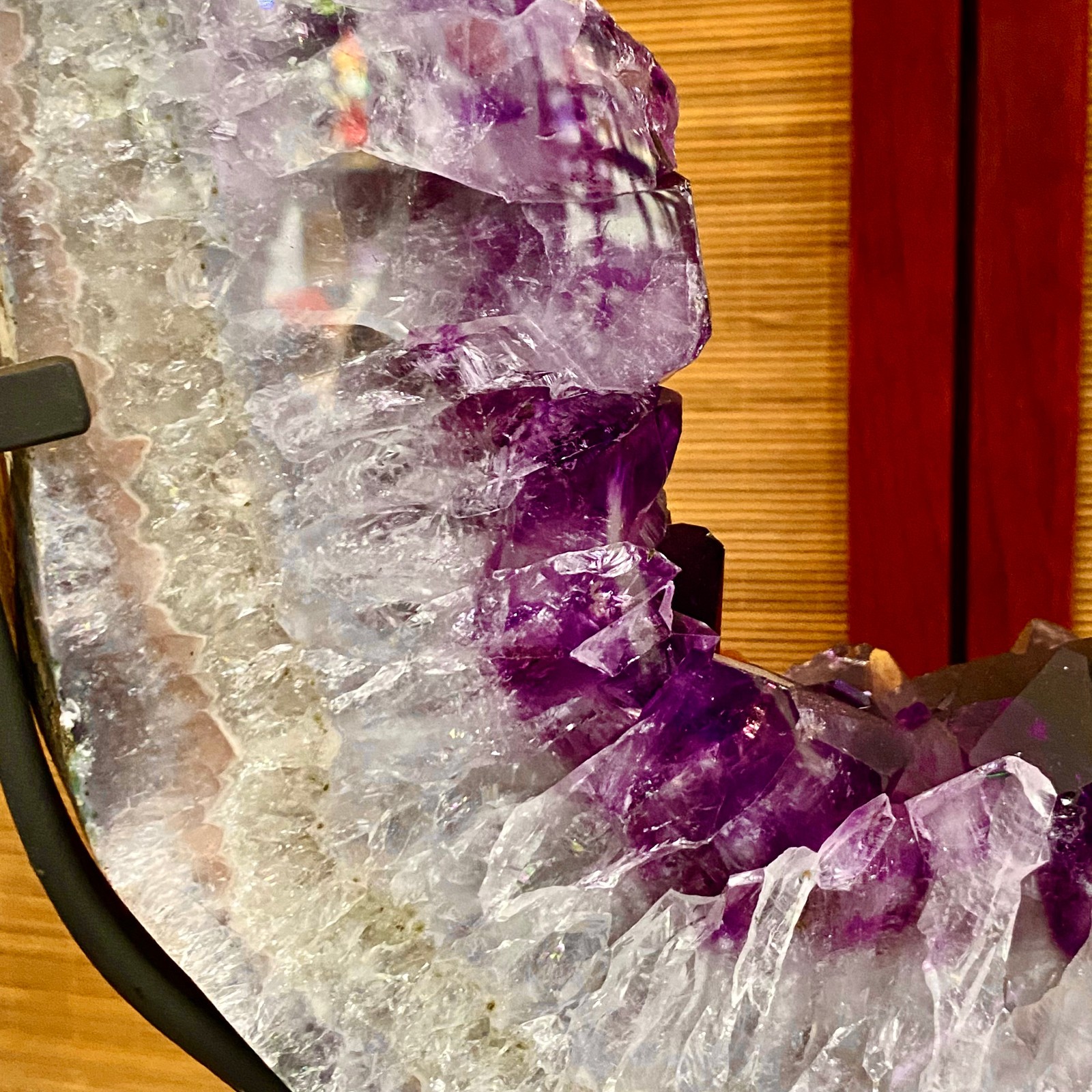 28.4LB Natural Amethyst Cave Crystal Slice Crescent shaped Hand Cut Repai