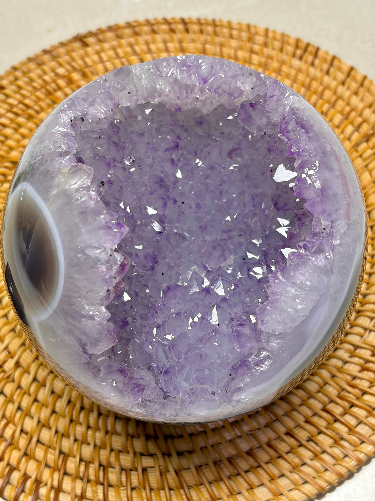 4.3 lb Natural Amethyst Geode Sphere Crystal Druzy Ball Polished Agate Decor