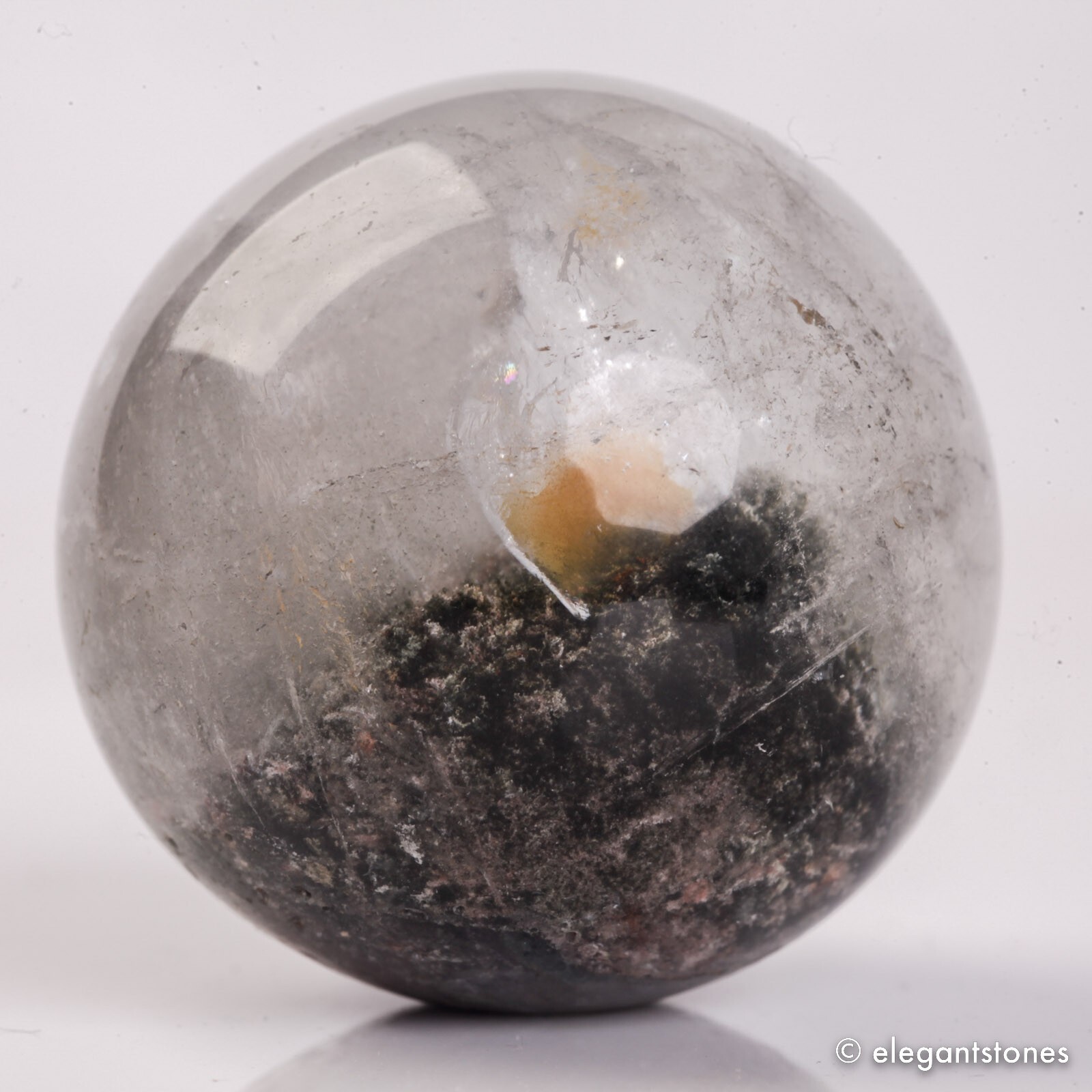 57g34mm Natural Garden/Phantom/Ghost/Lodolite Quartz Crystal Sphere Healing Ball