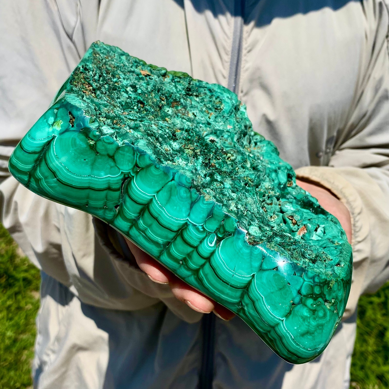 7.49LB Natural glossy Malachite transparent cluster rough mineral sample