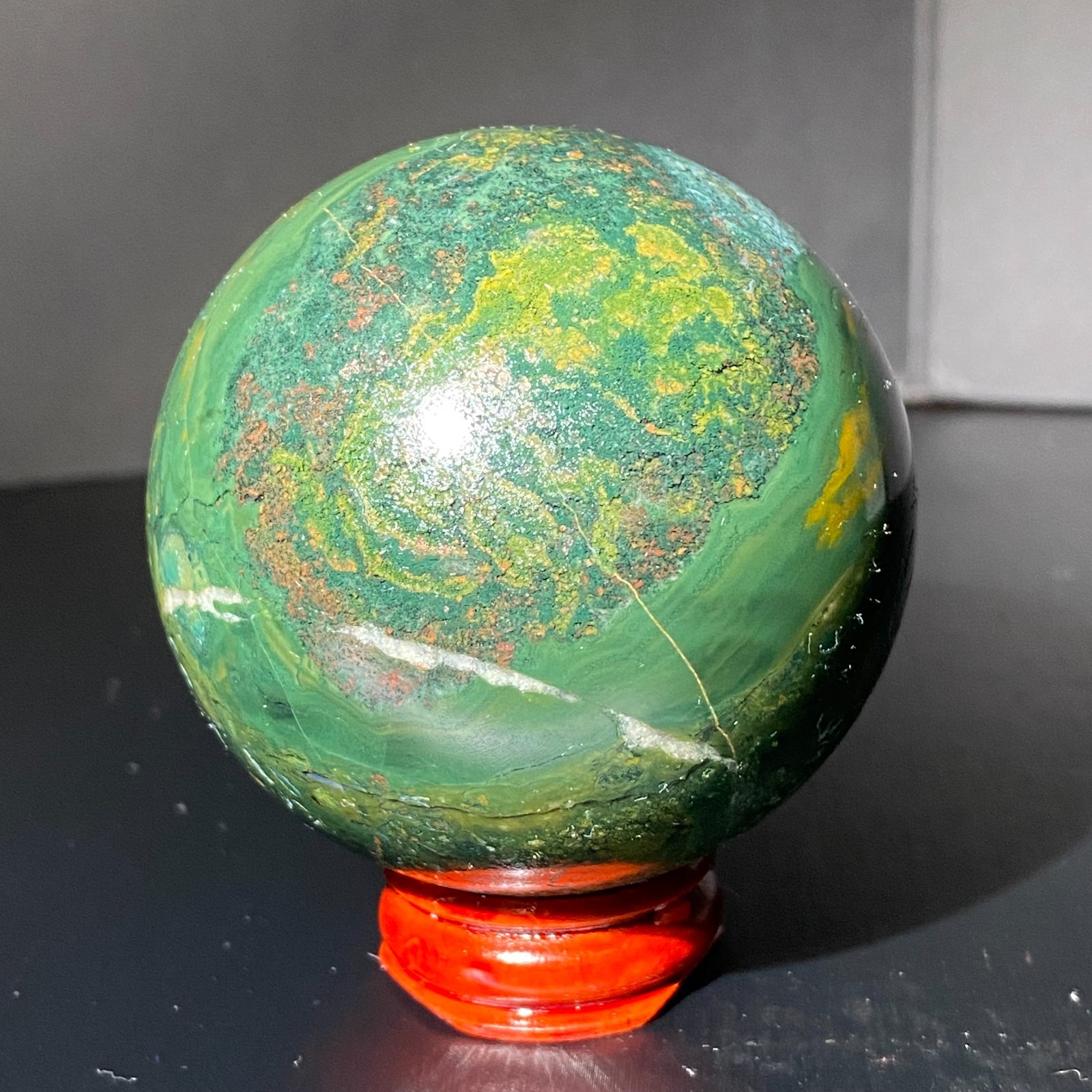 335G Natural Ocean Jasper Ball Crystal Sphere Mineral Specimen Energy Healing