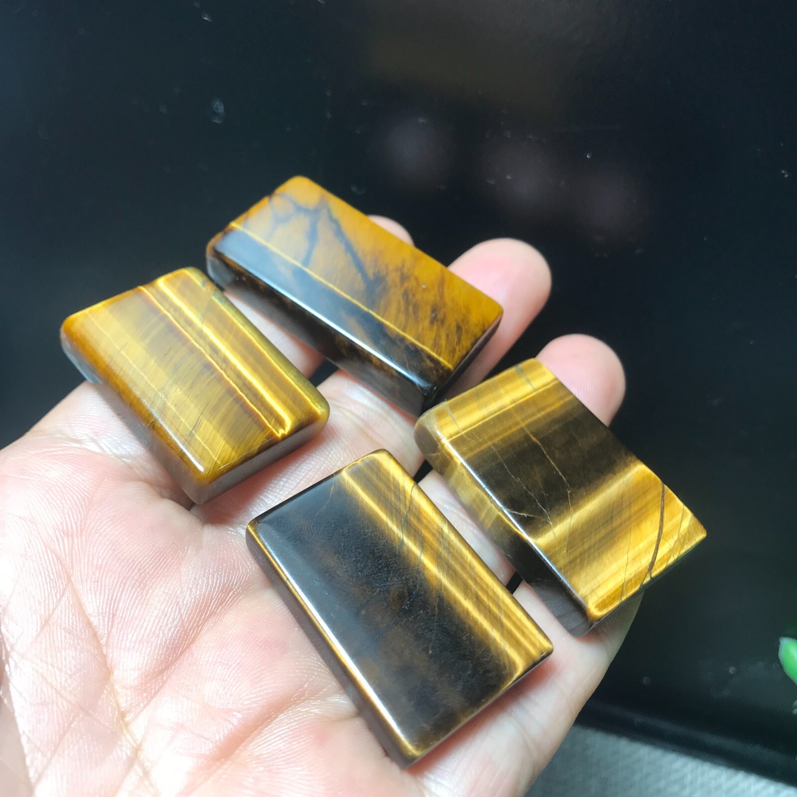 4pcs 51g Natural Tiger Eye Gemstone rectangular pendant 841