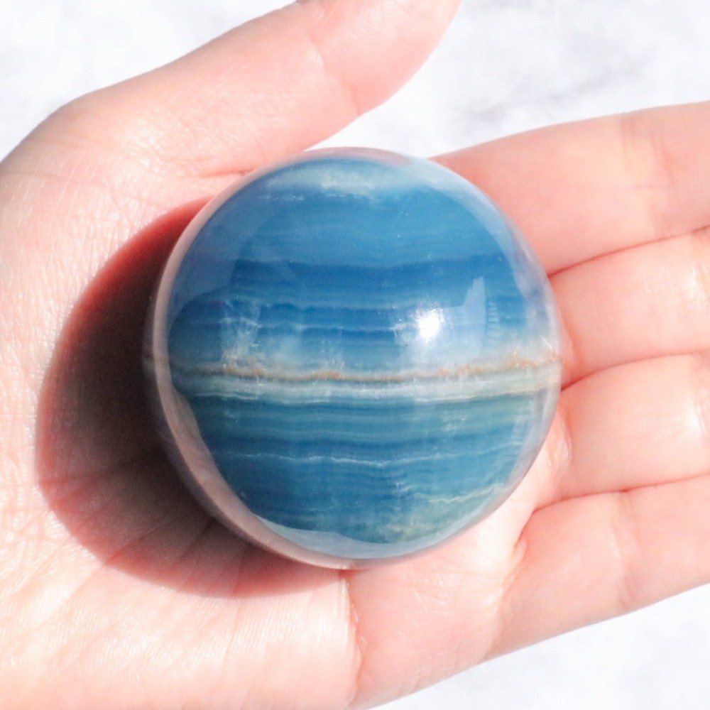50-60MM Wholesale Natural Blue Onyx Sphere Blue Polished Ball Good Pattern Gift