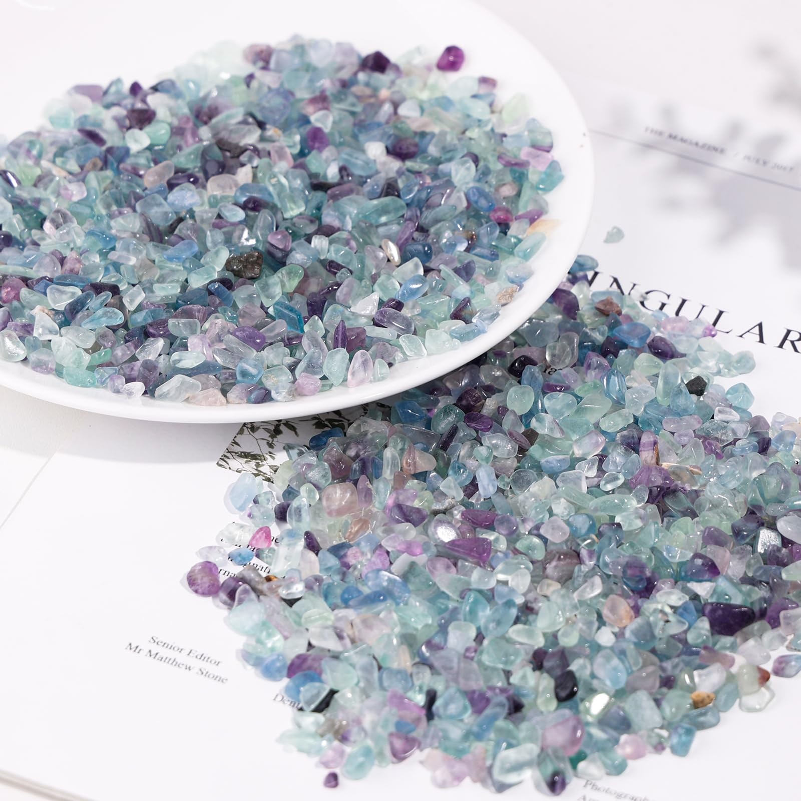 Fluorite Tumbled Chips Crystal Quartz Stones 1lb Irregular Shape 460g