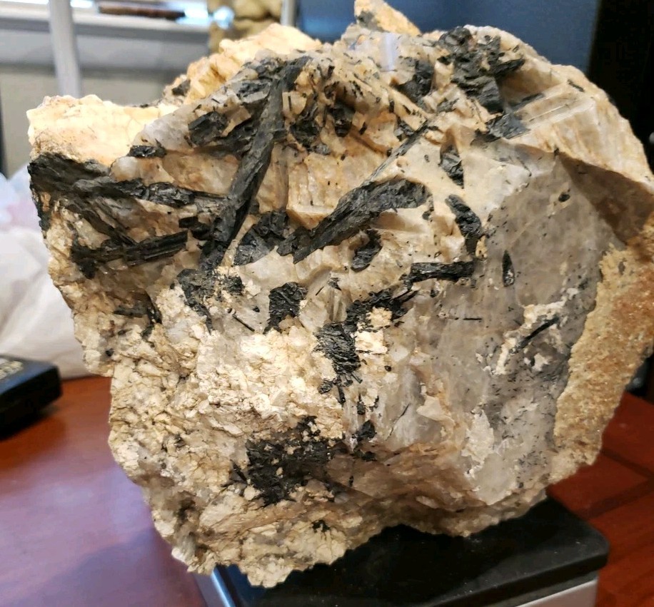Huge 19 Pound Black Dark Blue Tourmaline Lepidolite Rough Boulder Rock Specimen