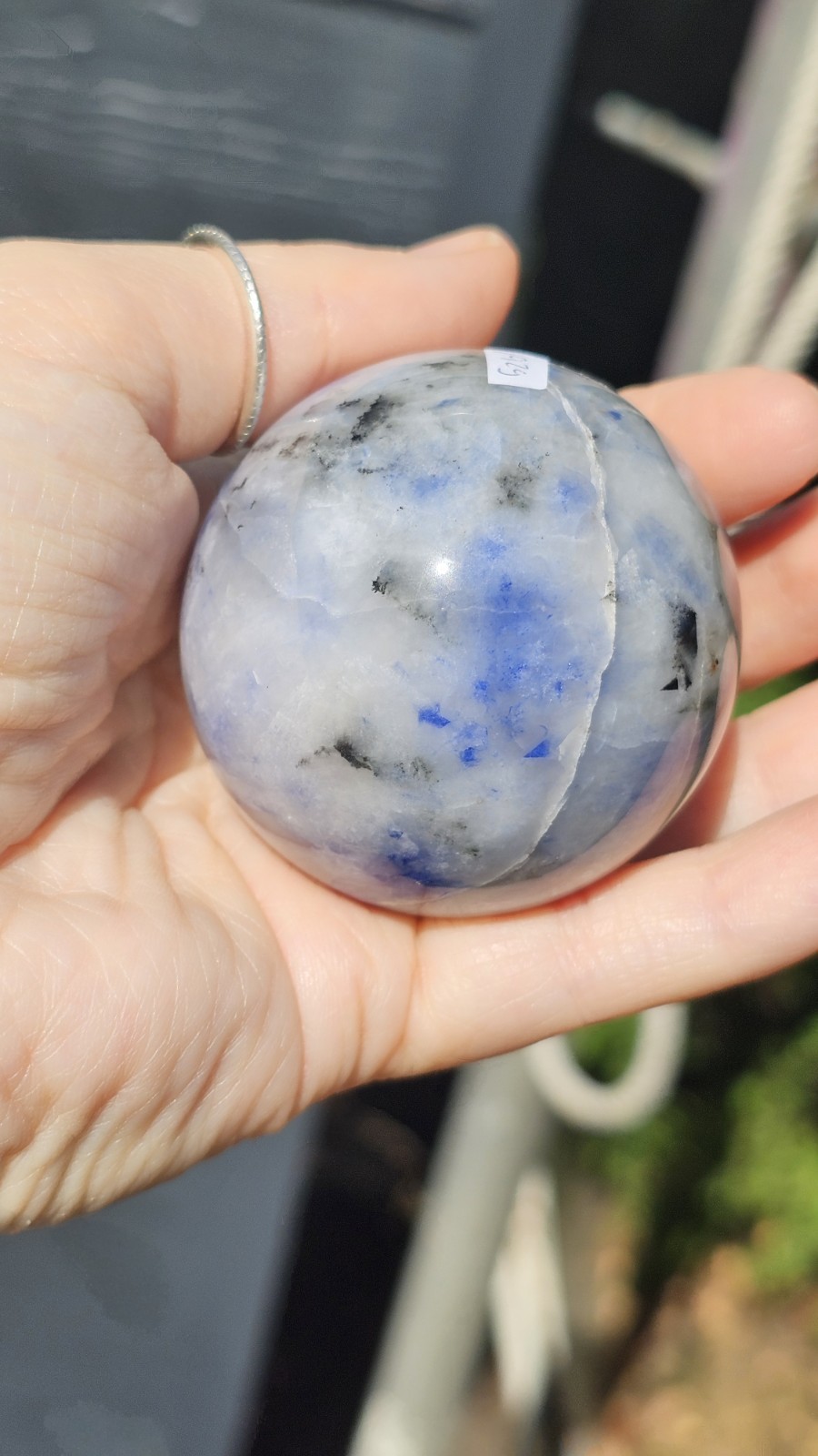 Afghanite Crystal sphere Rare 5.2cm 192g Blue uv Reactive