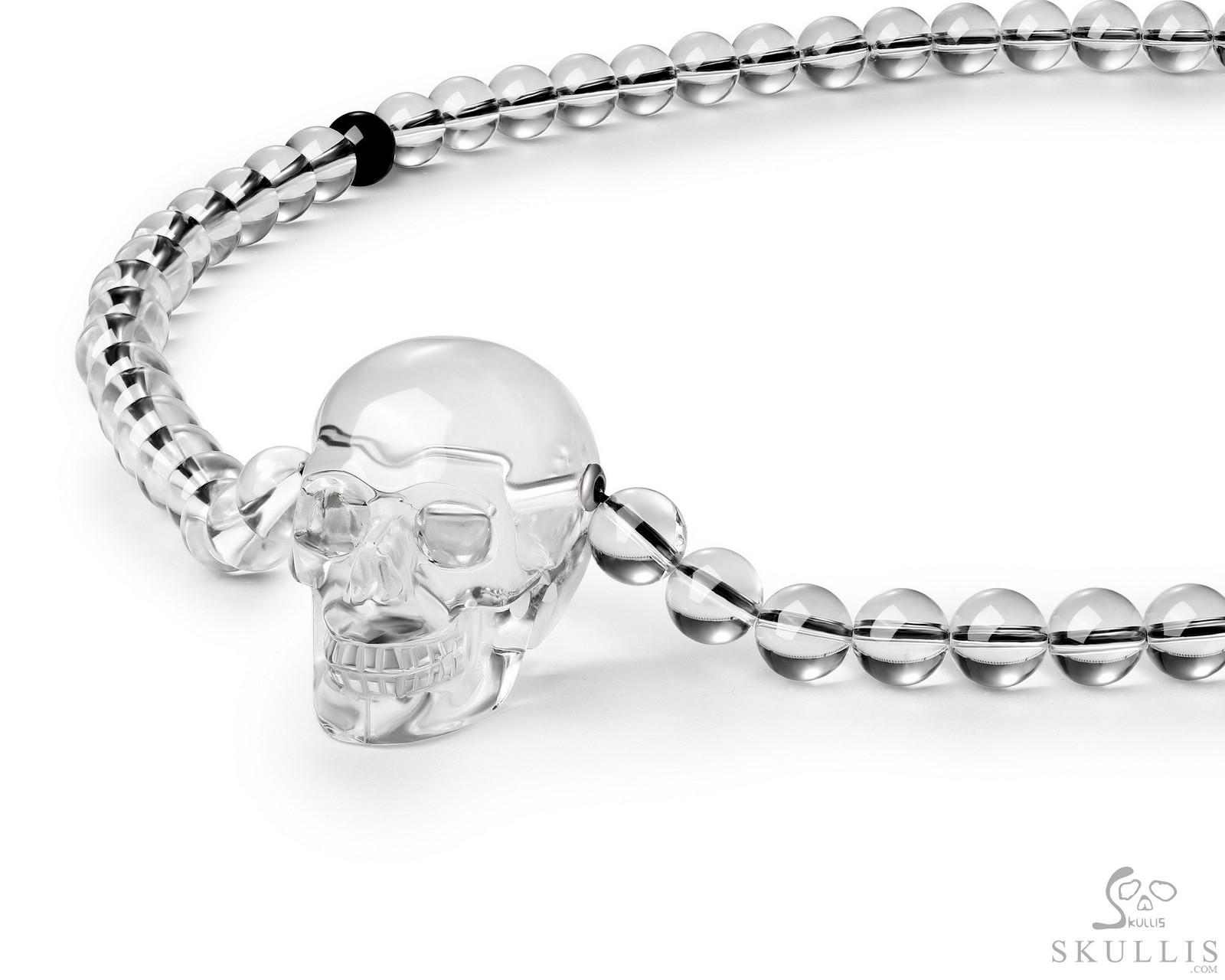 Quartz Rock Crystal Carved Crystal Skull Pendant with Quartz Rock Crystal &