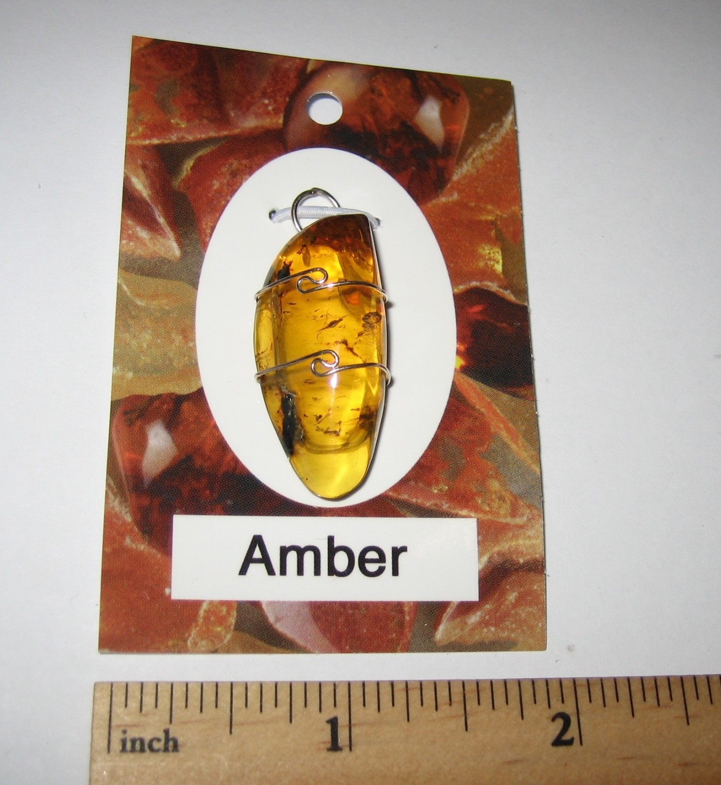 1.4″ POLISHED NATURAL AMBER FOSSIL TREE SAP STERLING SILVER WIRE WRAP PENDANT *1