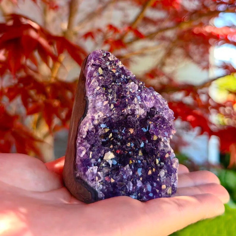 250g-350g Amethyst Cut Base Cluster Crystal Quartz Geodes Free Standing Cluster