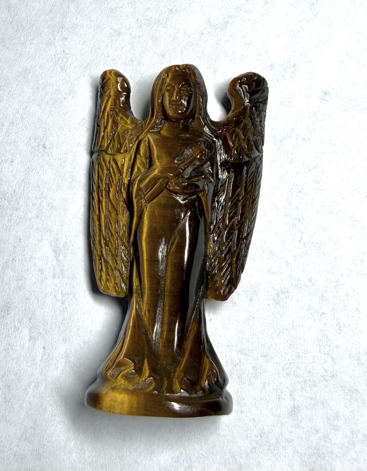 Excellent Angel Carving In Gorgeous Tigereye 110.8 Cts
