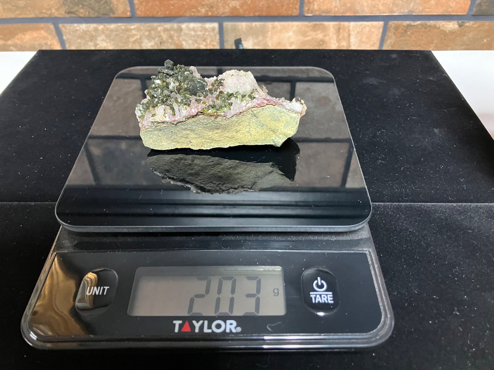 Epidote and pink Quartz cluster