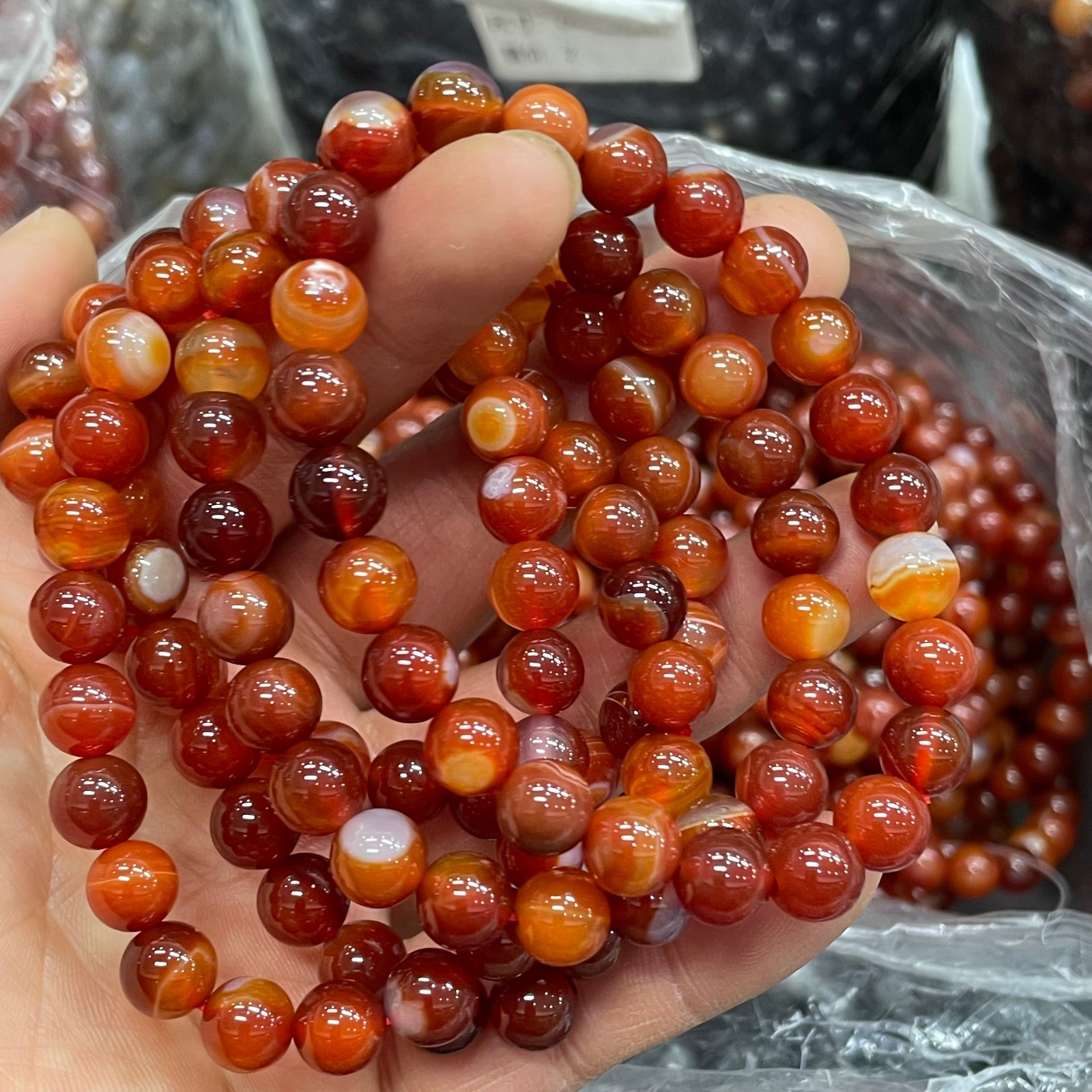10pc 8mm Natural red agate Bead Bracelet Reiki Crystal Quartz Healing Decorate