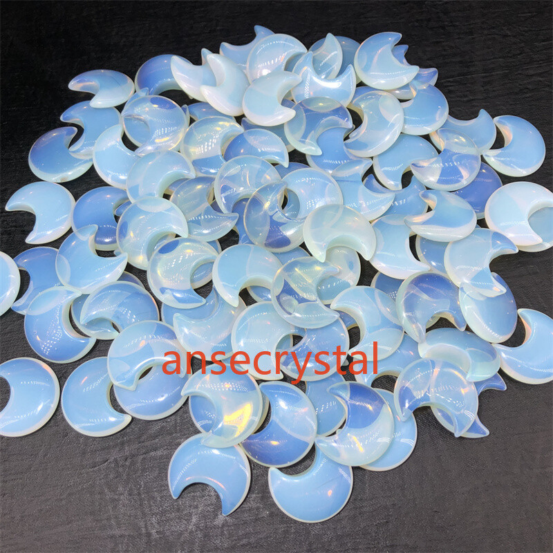 5pcs Opalite Moon Quartz Crystal 1” Carved Pendant Reiki Healing Figurines