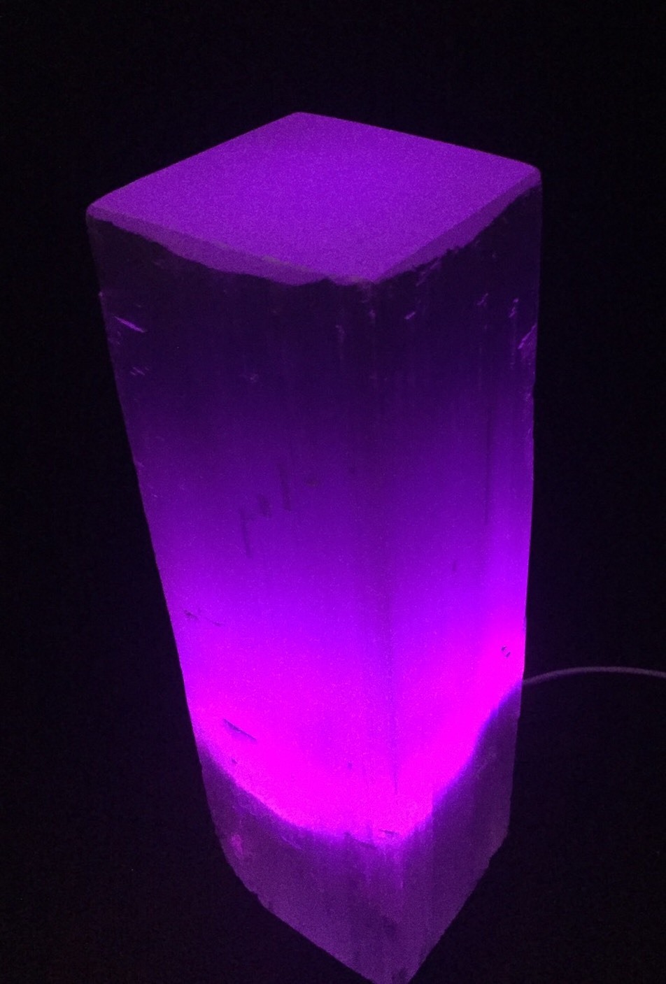 11.5″ Rectangular Selenite Lamp LED Color Selenite Tower Lamp Crystal Log Reiki.