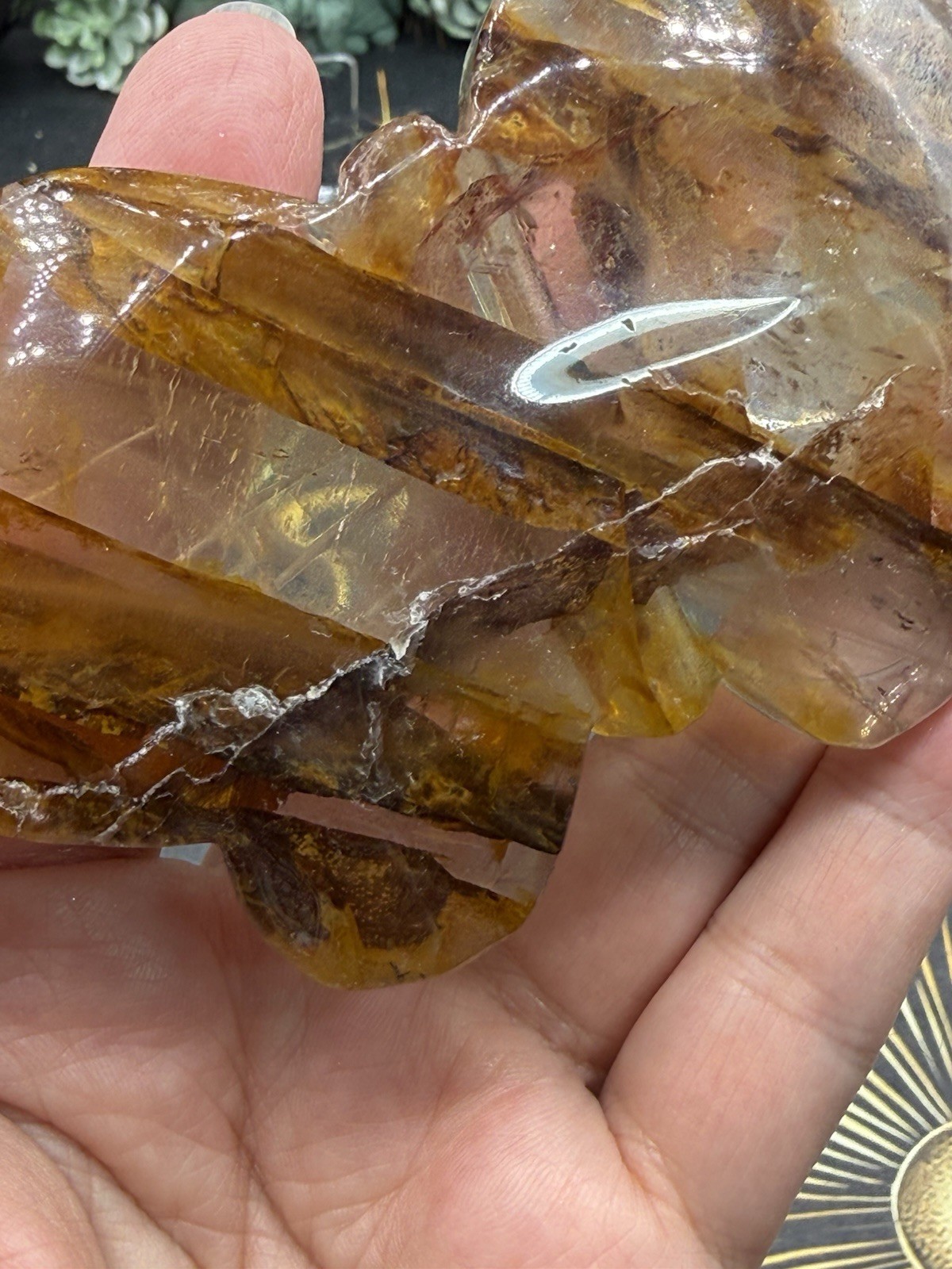Natural Golden Healer Carved Butterflies Yellow hematoid Free shipping
