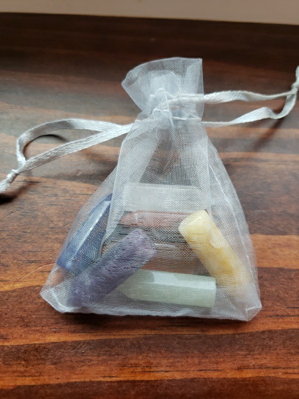 Set of 7 Polished Chakra Single Pointed Healing Crystals with Bag