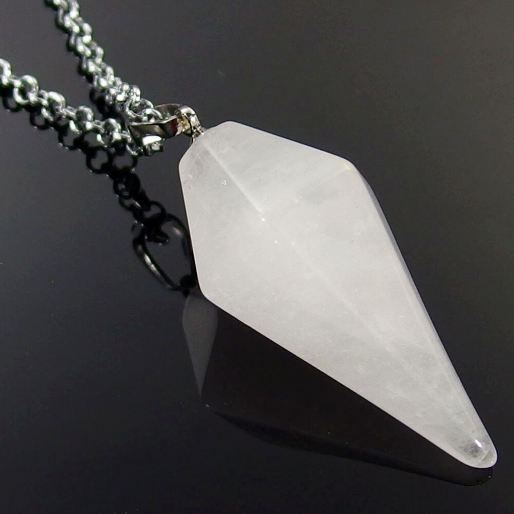 Cone Pendulum Natural Crystal Gemstone Hexagonal Point Pendant Energy Healing