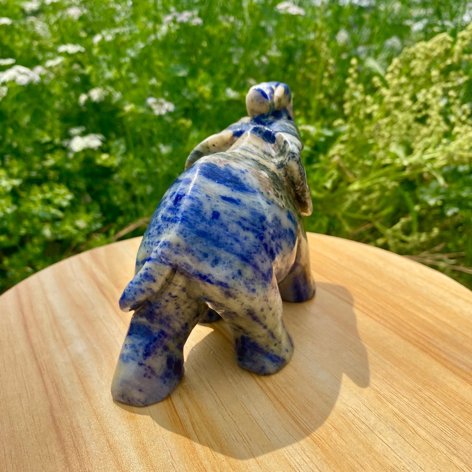 1.9LB Natural lapis lazuli quartz carving elephant spiritual healing