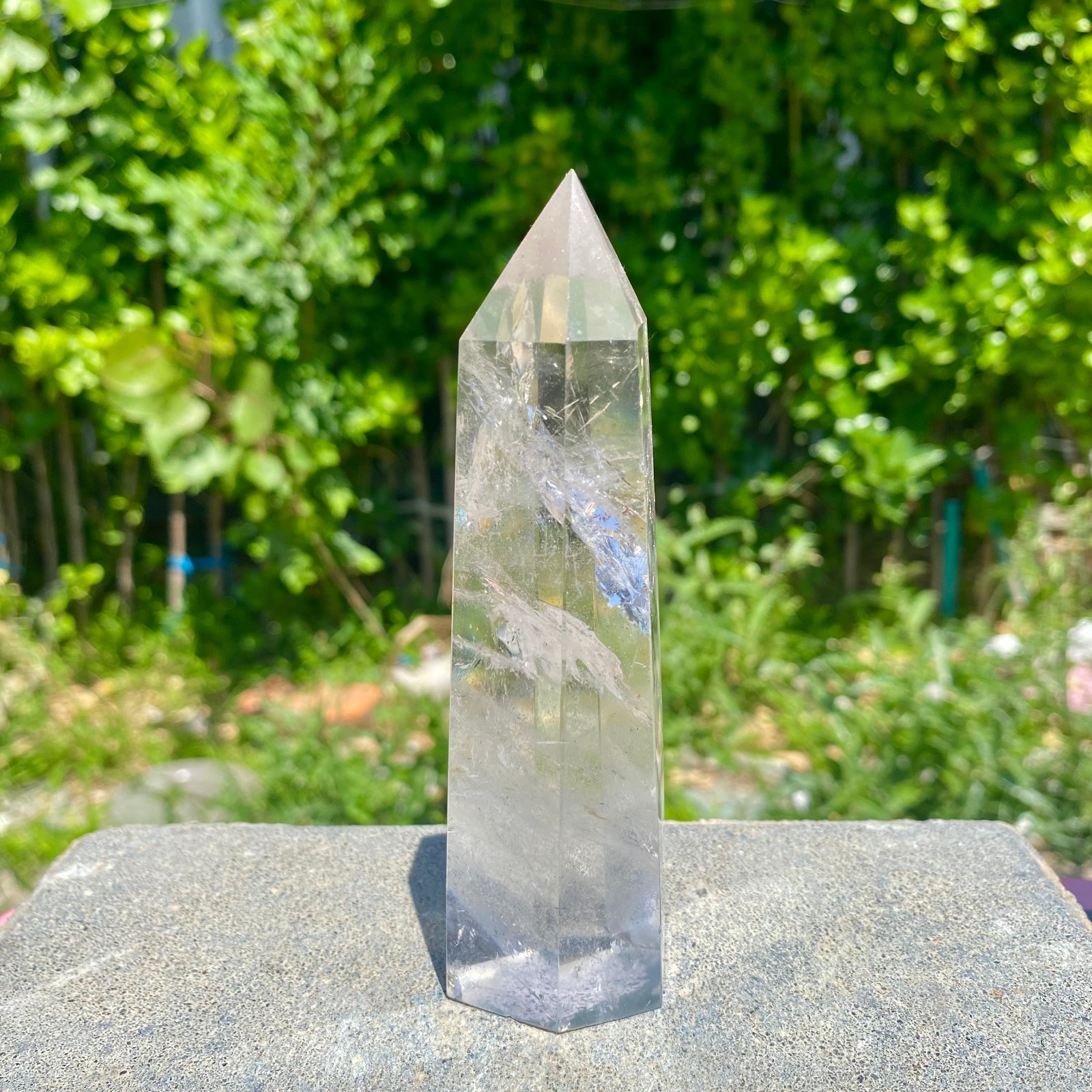239G Natural Clear Quartz Crystal Point Healing Wand Polished Rock Crystal Reiki