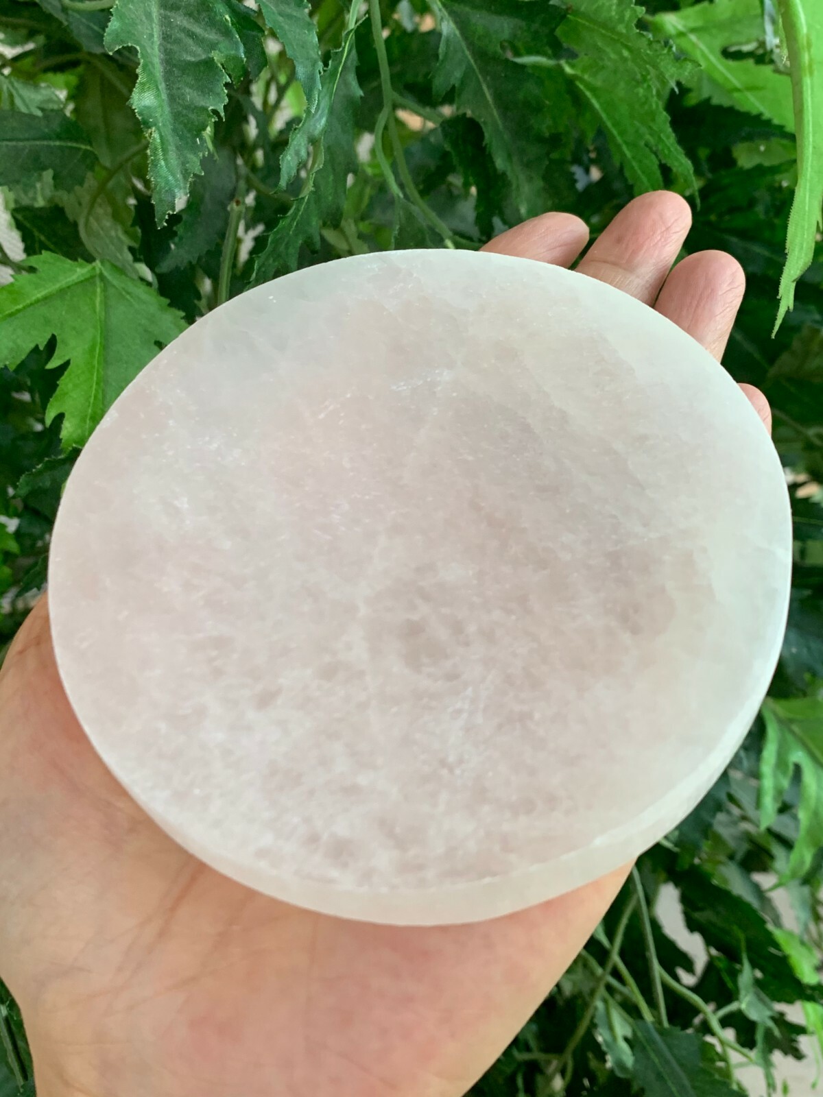 Polished Selenite Circle Charging Plate for Crystal Cleansing, Size 3″, 4″ & 6″