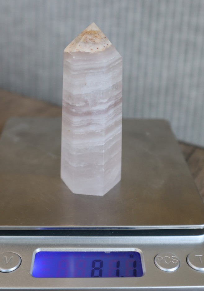 SILKY FLUORITE POINT 2.84 INCHES TALL/ 81.1 GRAMS