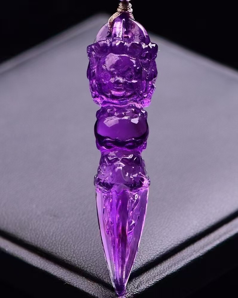 Genuine Natural Purple Amethyst  Quartz vajra Pendant Adult Collector’s Item