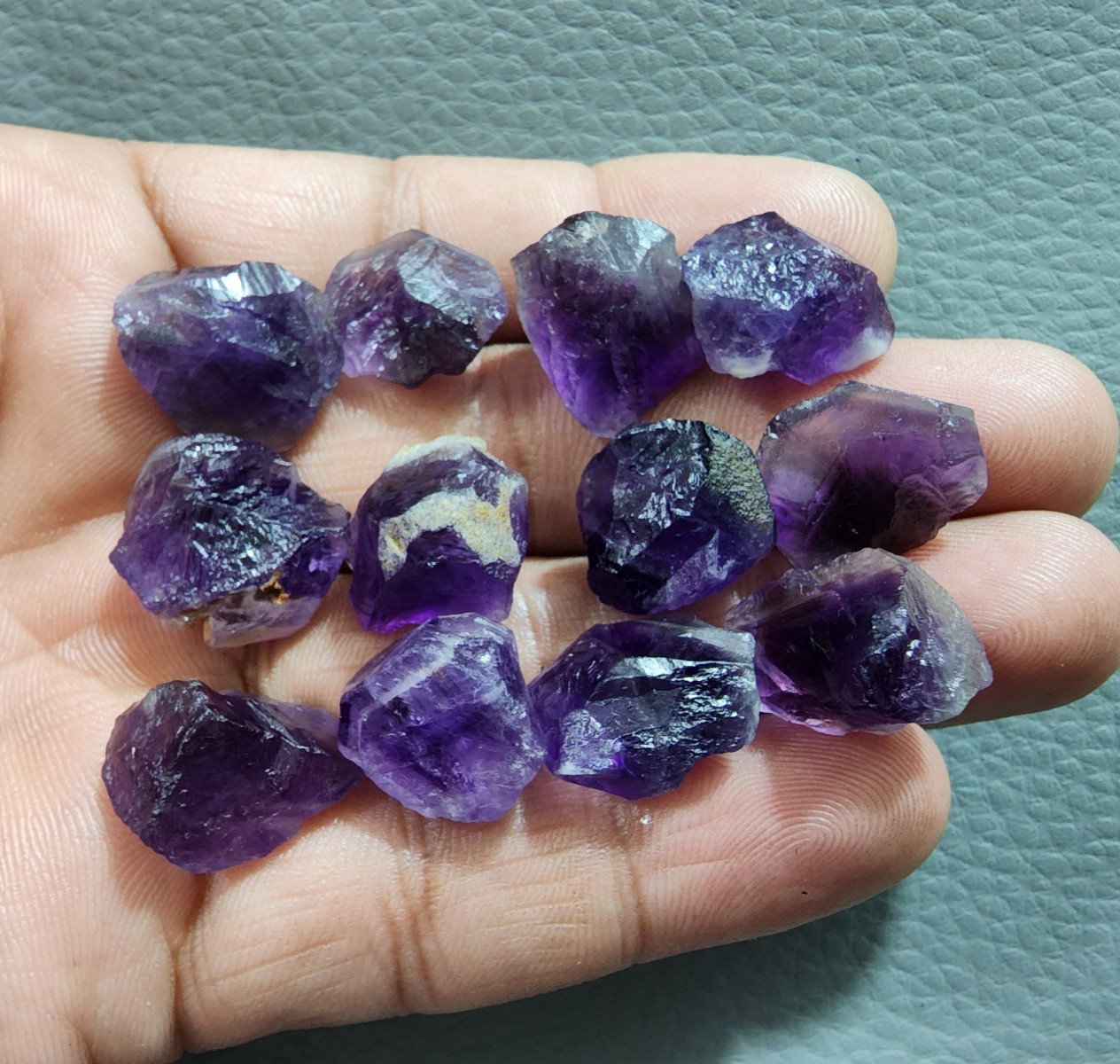12 Piece Rare A+ Purple Amethyst Rough Crystal Raw Size 13-19 MM Jewelry Stones