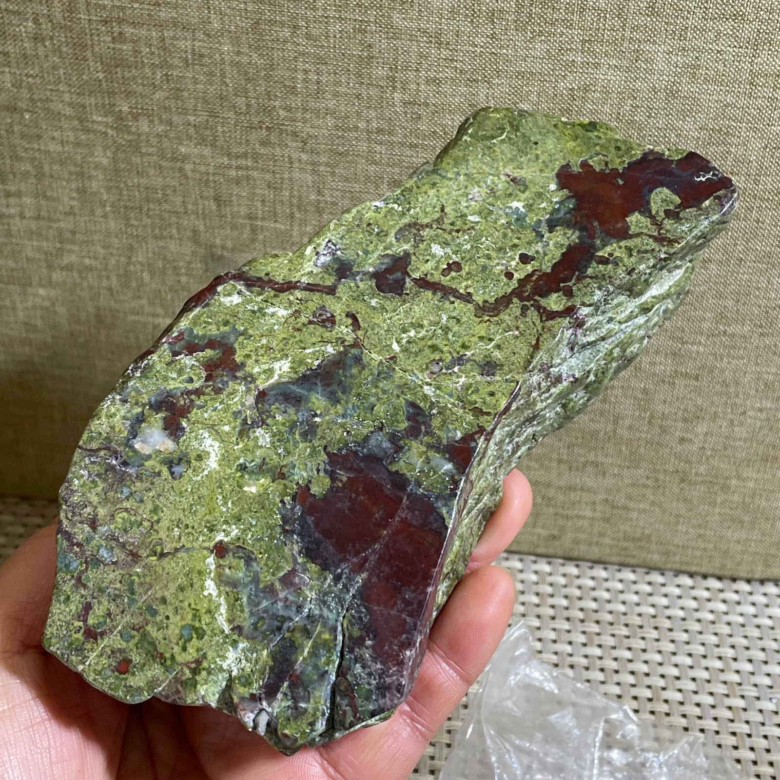 637g Raw dragon blood stone Jasper Rough polished Crystal gemstone slab