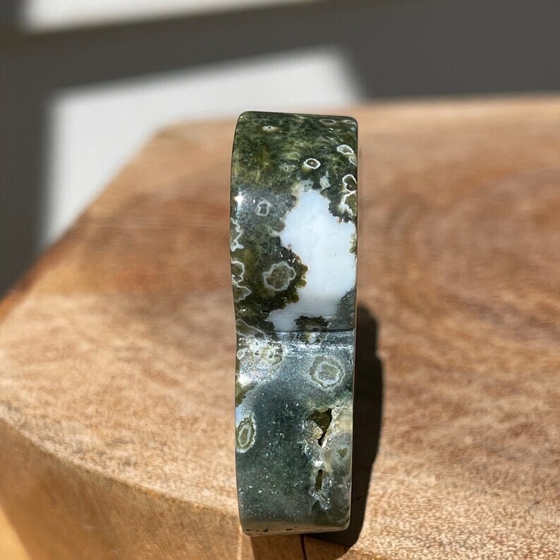 7th Vein Ocean Jasper Cloud Carved Slab with Green Quartz #18 Bubble Jasper