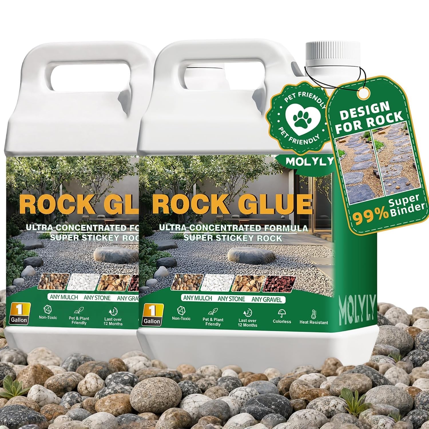 Rock Glue for Landscaping – 2 Gallon Mulch Glue, Gravel Binder & Stone Adhesive,