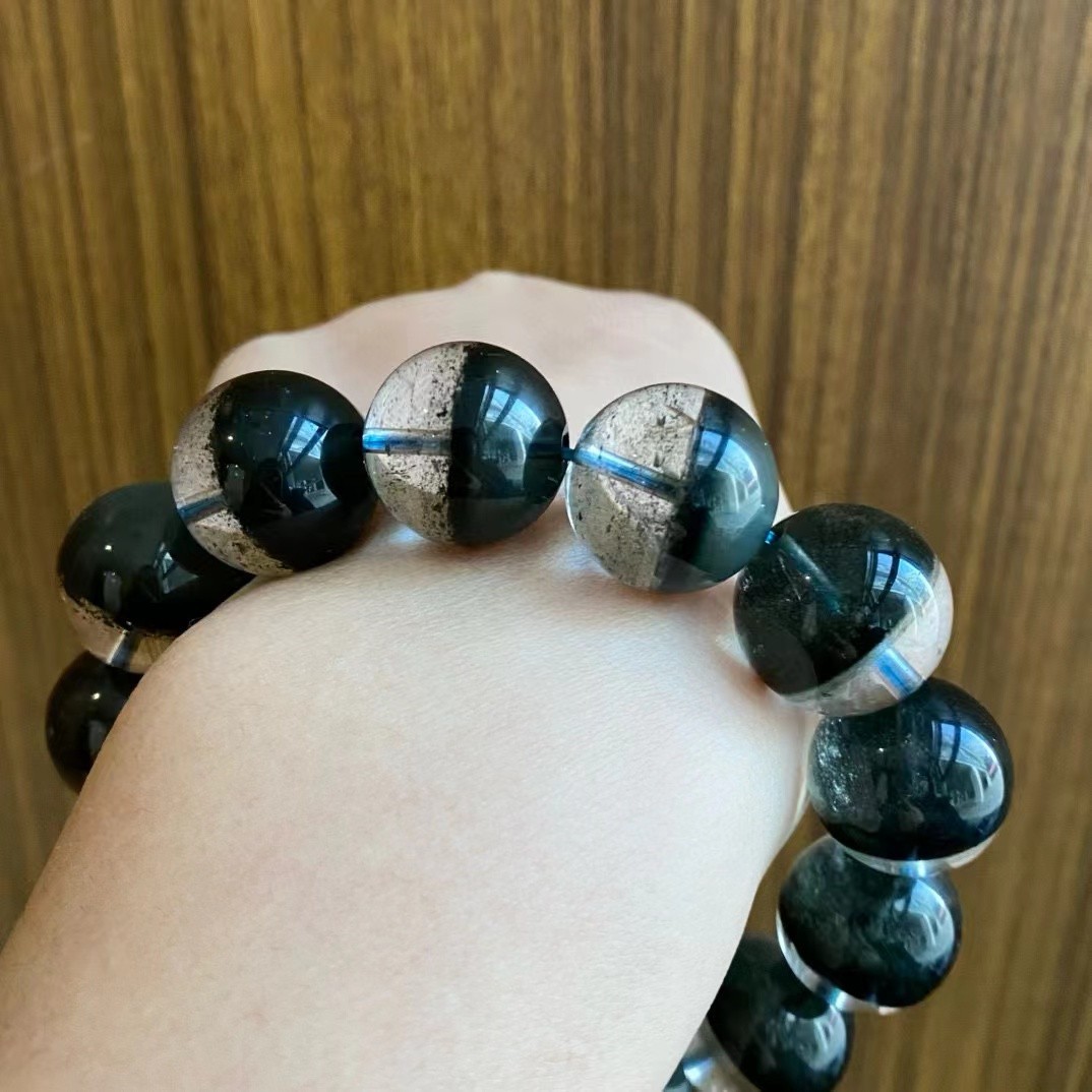 17MM top！ Natural green Ghost Phantom quartz crystal energy bracelet