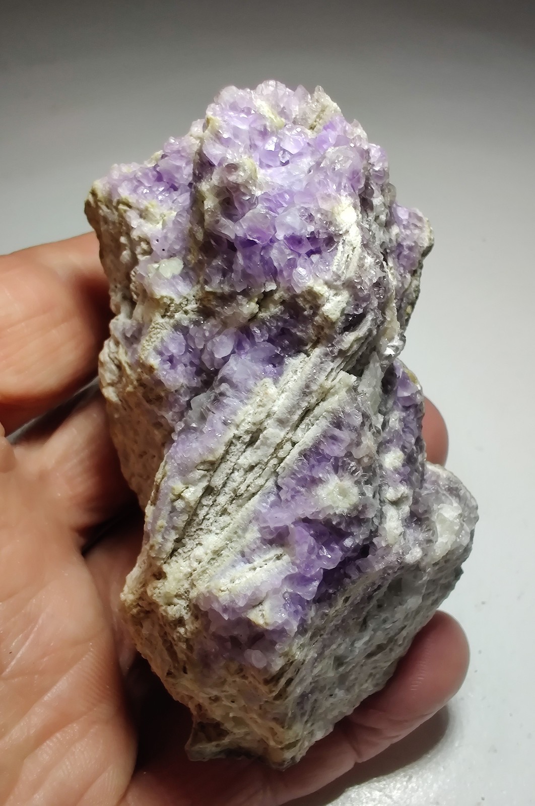 Beautiful Amethyst and Anhydrite specimen. Prospect Park, New Jersey. 268 grams.
