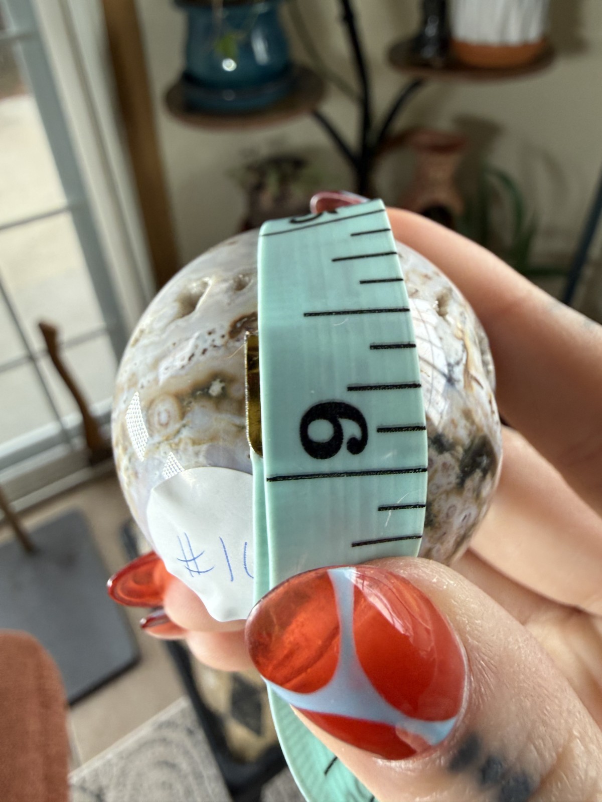 8th Vein Ocean Jasper Sphere – Druzy Sparkly – Green, Beige & White – 3.56oz